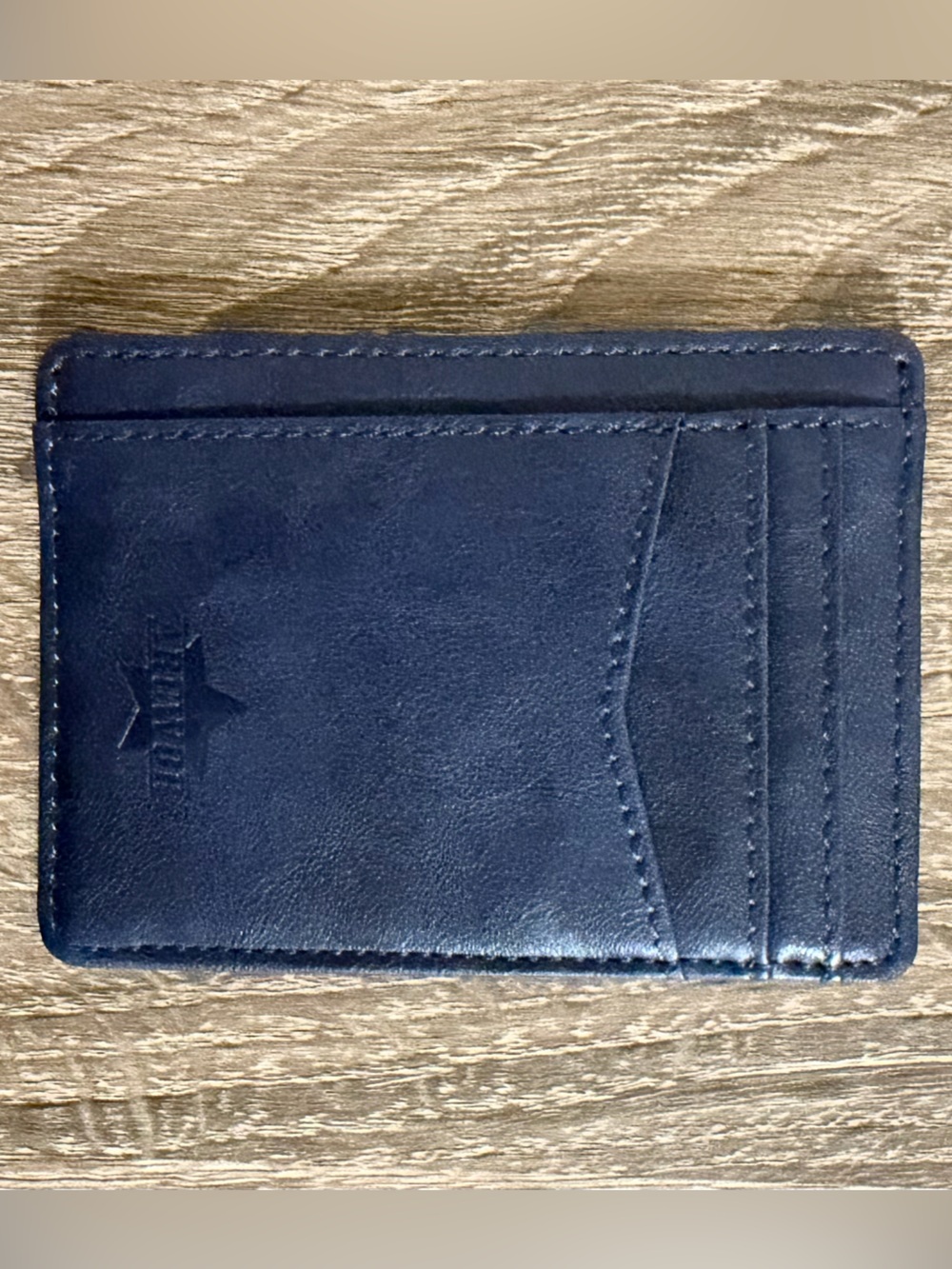 Arcwor Navy Leather Slim Card Holder Wallet